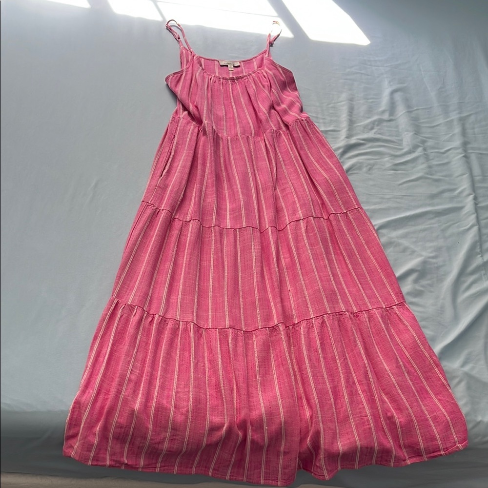 Signature by Robbie Bee Pink Striped Maxi Dress